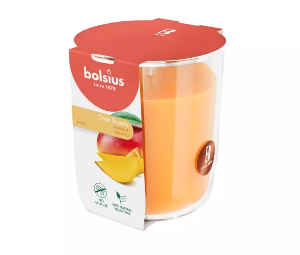 Kvapiosios žvakės stiklinė „True Scents“ Ø97x85mm, mango spalvos