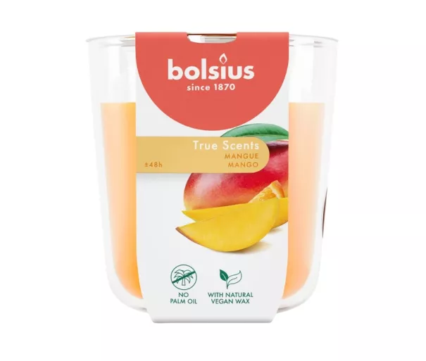 Kvapiosios žvakės stiklinė „True Scents“ Ø97x85mm, mango spalvos