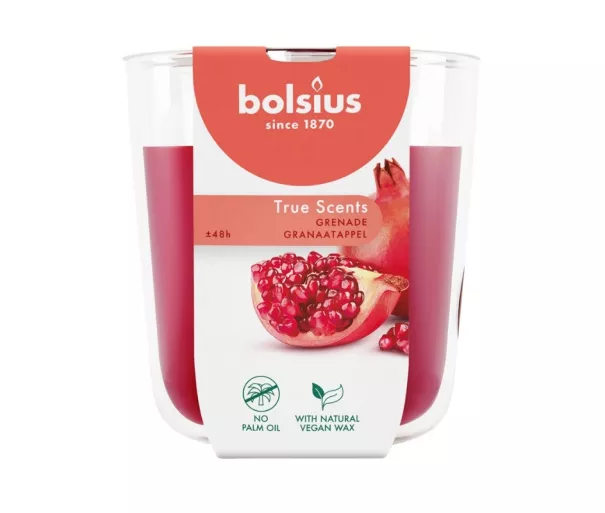 Kvapiosios žvakės stiklinė „True Scents“ Ø97x85mm, granato spalvos