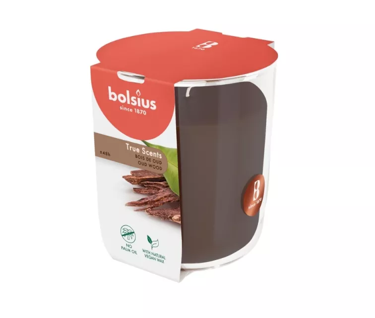 Candle scented glass True Scents Ø97x85mm oud wood