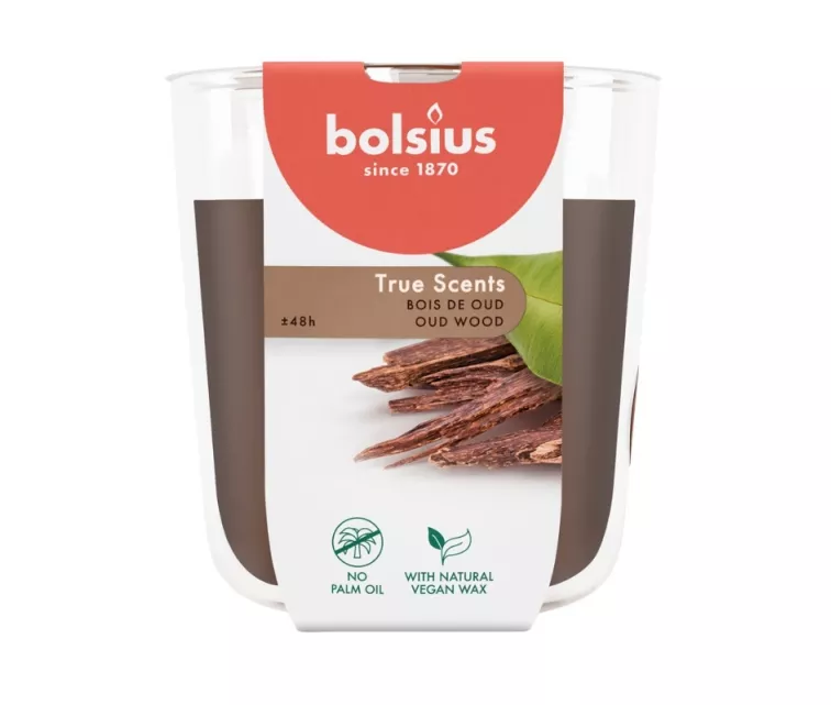 Candle scented glass True Scents Ø97x85mm oud wood