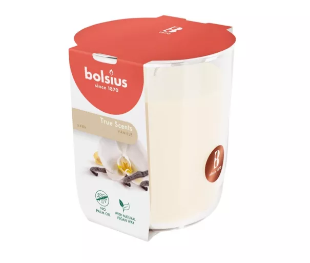 Kvapiosios žvakės stiklinė „True Scents“ Ø97x85mm vanilės spalvos