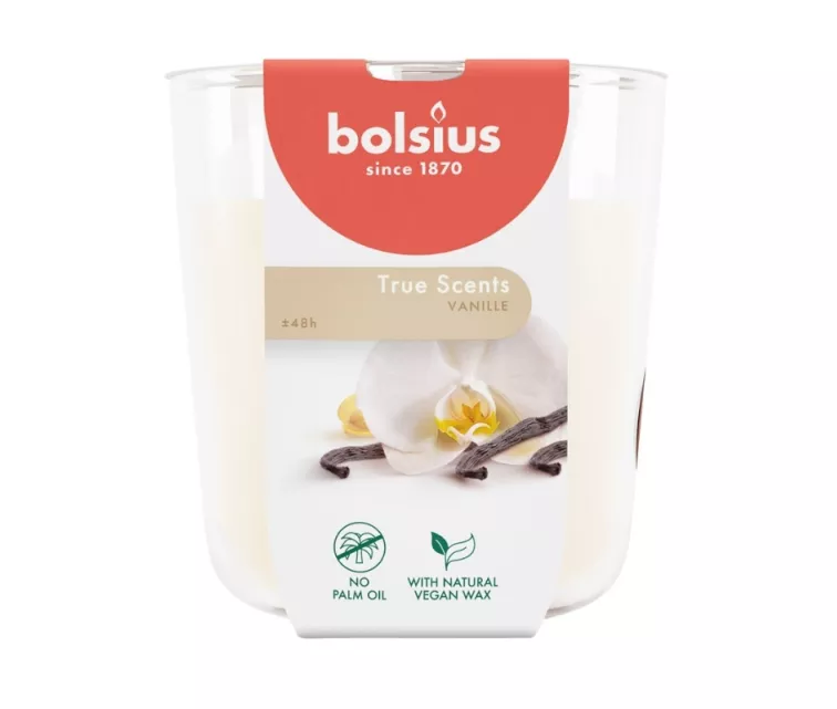 Svece arom. stikla gl. True Scents Ø97x85mm vanilla