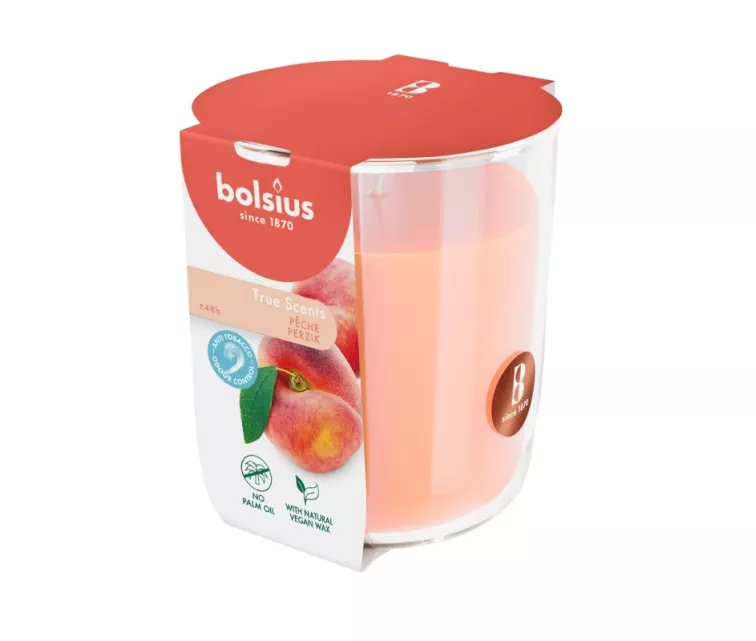 Candle scented glass True Scents Ø97x85mm peach