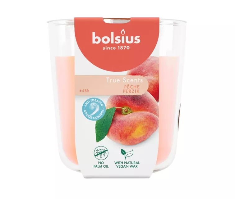 Candle scented glass True Scents Ø97x85mm peach