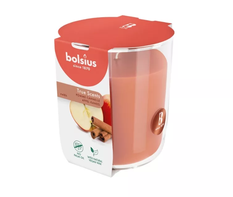 Ароматическая свеча в стеклянном стакане True Scents Ø97x85 мм, яблоко-коричное.