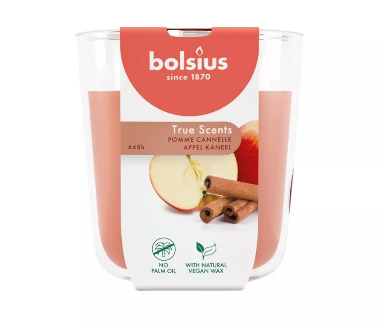 Ароматическая свеча в стеклянном стакане True Scents Ø97x85 мм, яблоко-коричное.