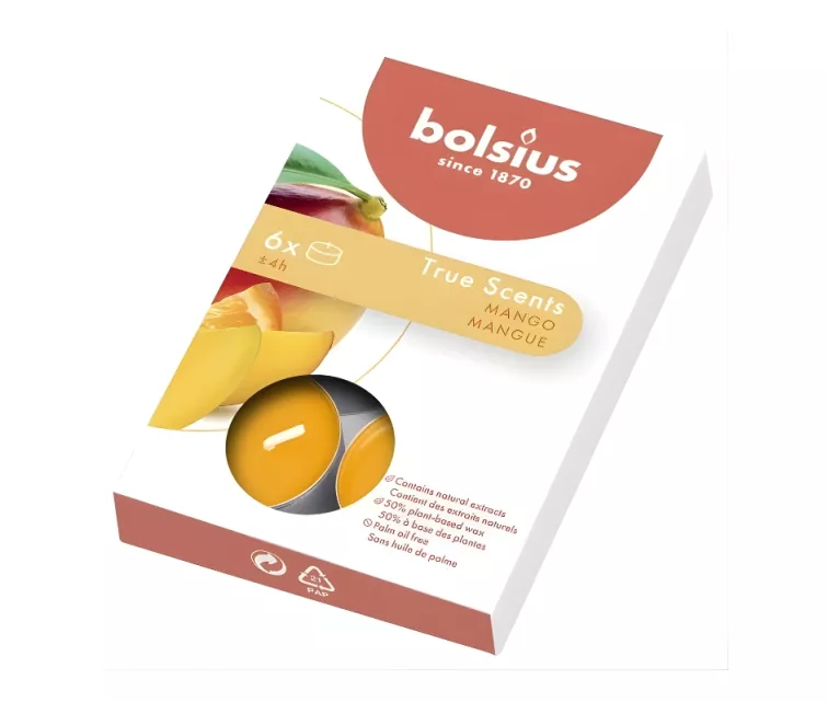 Teeküünlad aroomiga. 6 tk. True Scents mango