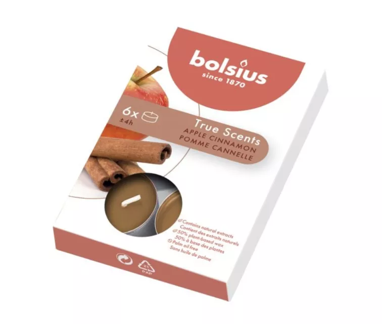 Teeküünlad aroomiga. 6 tk. True Scents õuna-kaneeli lõhnaga