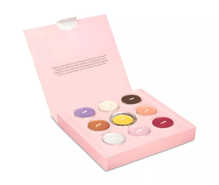 Gift set in a box tealights mix aromas + glass candle holders