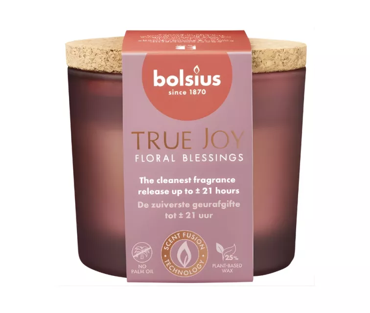 Žvakių aromatas. stiklas gl. su kamščiu True Joy Ø66x83mm gėlių palaiminimai