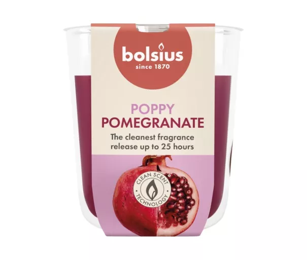 Kvapiosios žvakės stiklinė „True Scents“ Ø80x73mm, granato spalvos