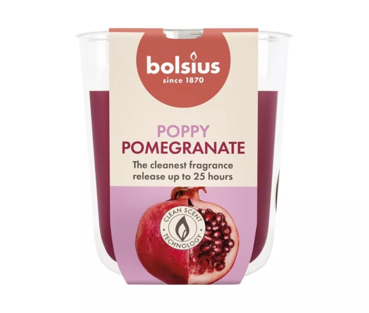 Kvapiosios žvakės stiklinė „True Scents“ Ø80x73mm, granato spalvos