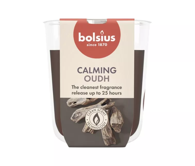 Candle scented glass True Scents Ø80x73mm oud wood