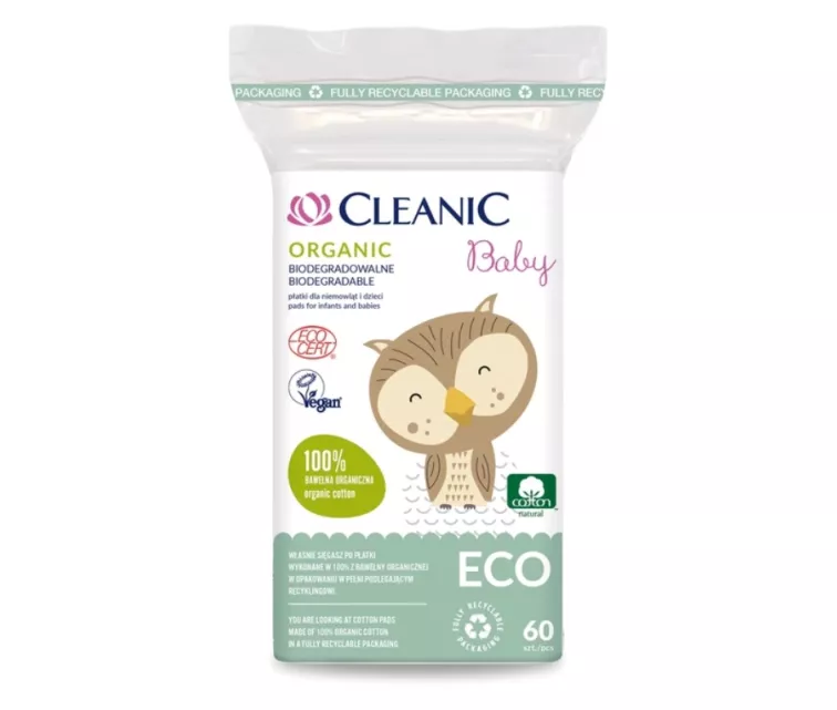 Vates spilventiņi mazuļiem Cleanic Baby Eco 60 gab.
