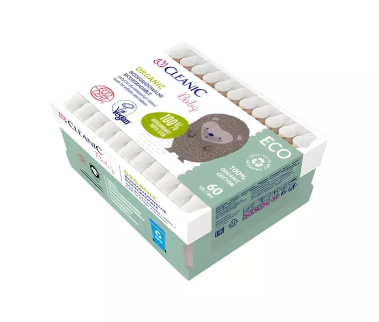 Vates spilventiņi mazuļiem Cleanic Baby Eco 60 gab. papīra iepakojumā