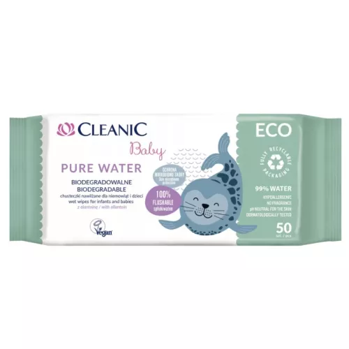 Mitrās salvetes mazuļiem Cleanic Baby Eco Pure Water 50 gab. 