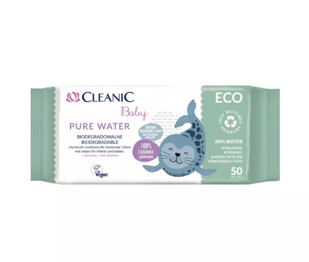 Влажные салфетки для младенцев Cleanic Baby Eco Pure Water, 50 шт.