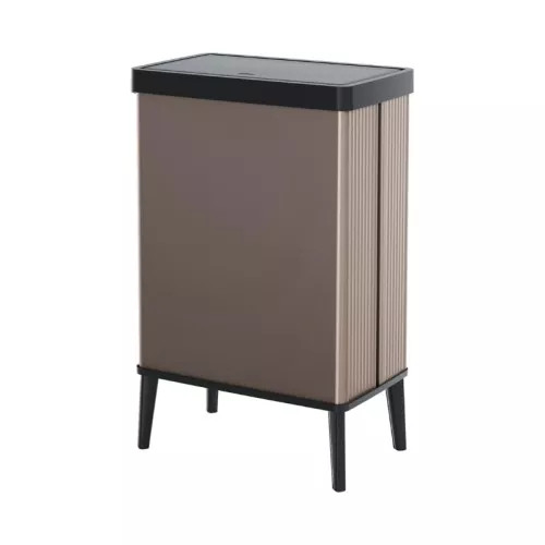 Waste bin rectangular metalized Verto High 54L pearl pink