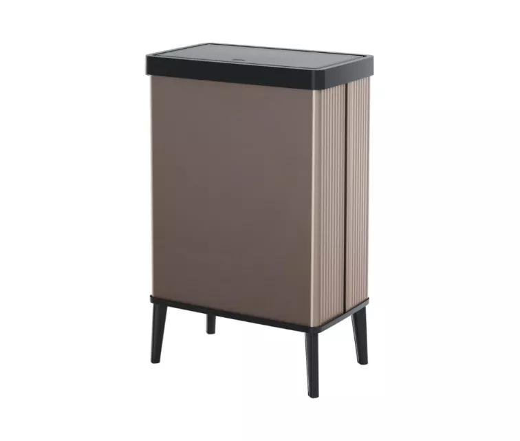 Šiukšliadėžė stačiakampė metalizuota „Verto High“, 54 l, perlinės rožinės spalvos