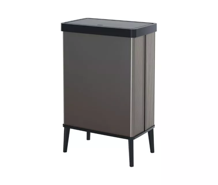 Мусорный бак прямоугольный металлизированный Verto High 54л жемчужно-серый