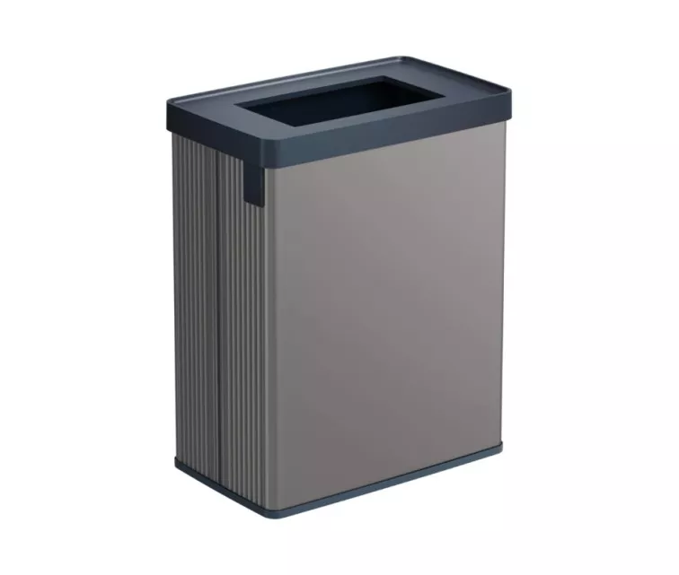 Rectangular metallized waste bin Verto Recycle 54L pearl gray