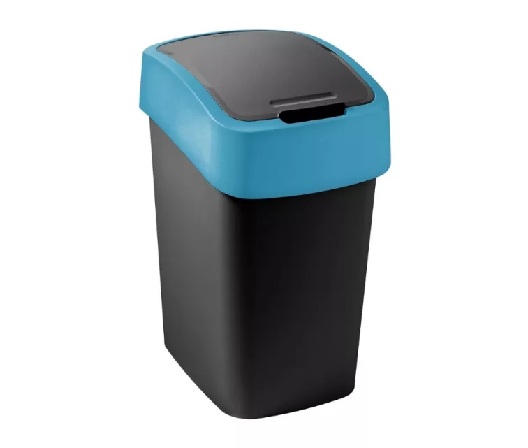 Šiukšliadėžė su atverčiama dėže, 9 l, juoda/mėlyna