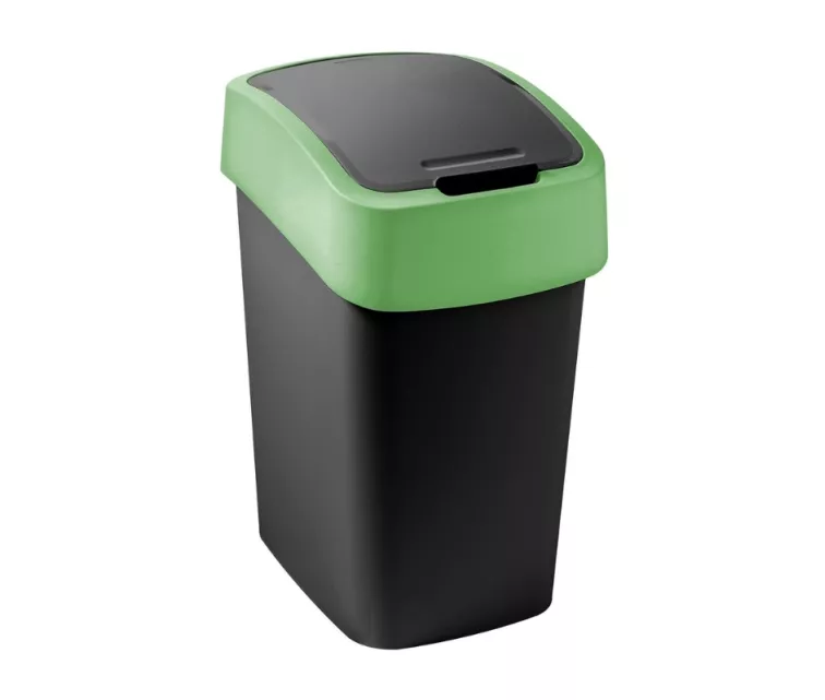 Šiukšliadėžė su atverčiama dėže, 9 l, juoda/žalia