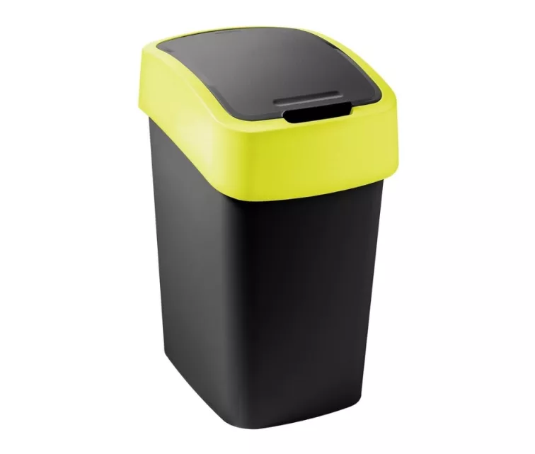 Šiukšliadėžė su atverčiama dėže, 9 l, juoda/geltona