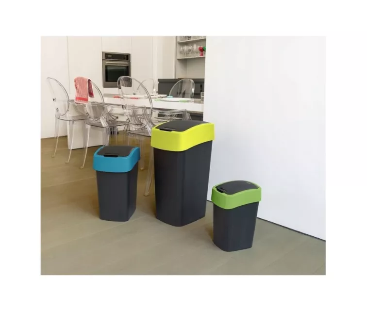 Šiukšliadėžė su atverčiama dėže, 25 l, juoda/žalia
