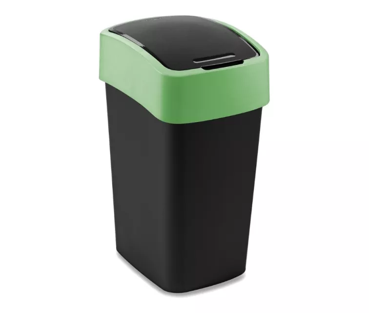 Šiukšliadėžė su atverčiama dėže, 25 l, juoda/žalia