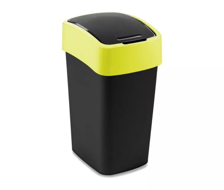 Šiukšliadėžė su atverčiama dėže, 25 l, juoda/geltona