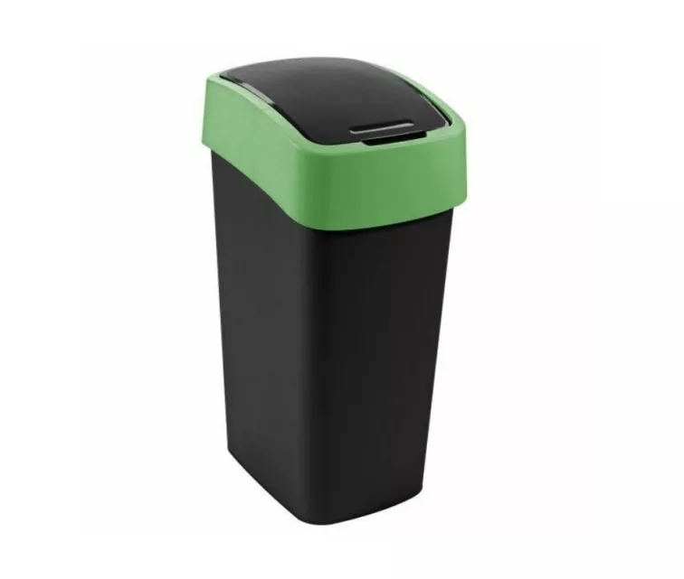 Šiukšliadėžė su atverčiama dėže, 45 l, juoda/žalia