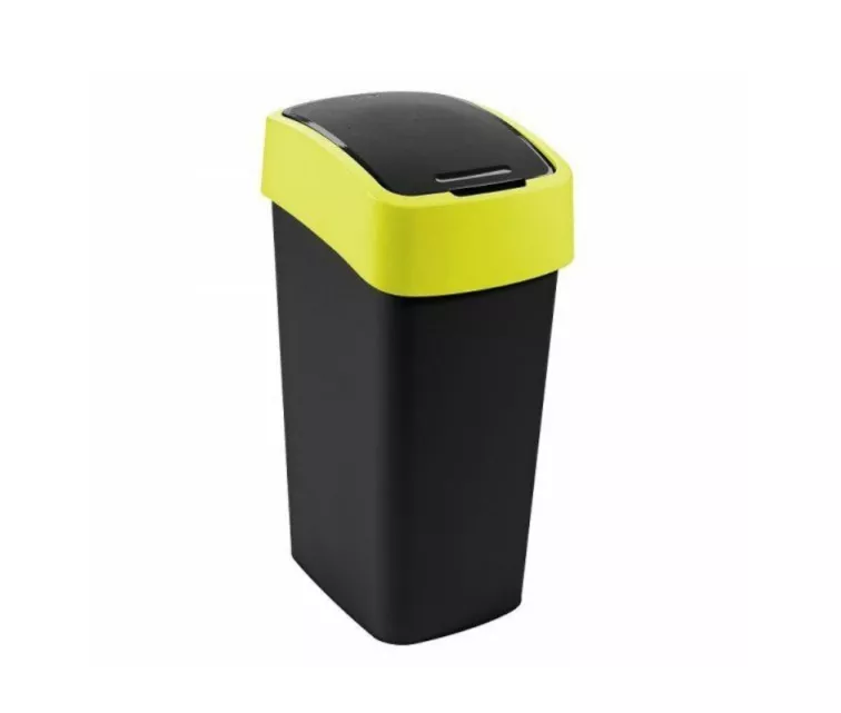 Šiukšliadėžė su atverčiama dėže, 45 l, juoda/geltona