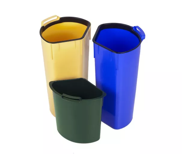 Pedalinis kaušas atliekų rūšiavimui Trio 40L (2x17+6L) juodas/sidabrinis