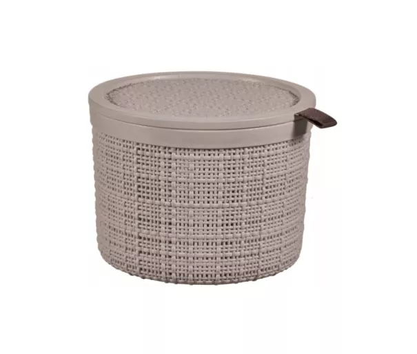 Круглая корзина из джута с крышкой, 2 л, Ø17x13 см, бежевая.