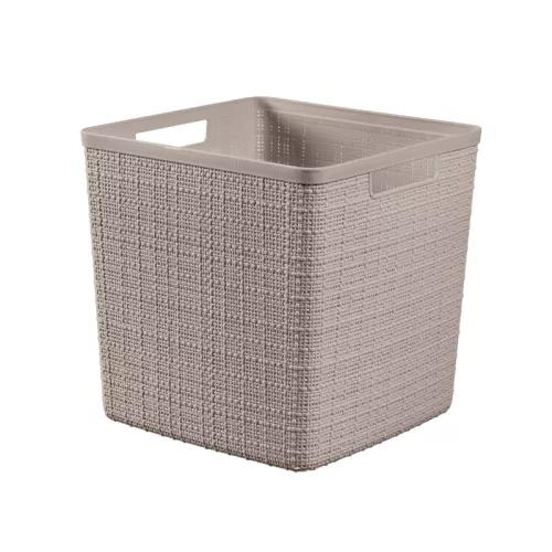 Квадратная корзина из джута, 17 л, 28x28x27 см, бежевая.