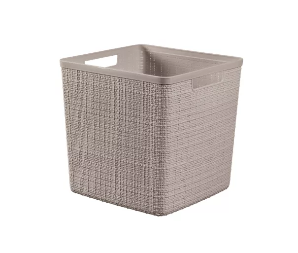 Квадратная корзина из джута, 17 л, 28x28x27 см, бежевая.