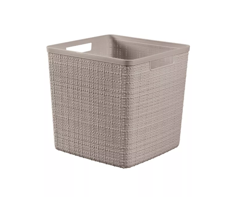 Квадратная корзина из джута, 17 л, 28x28x27 см, бежевая.