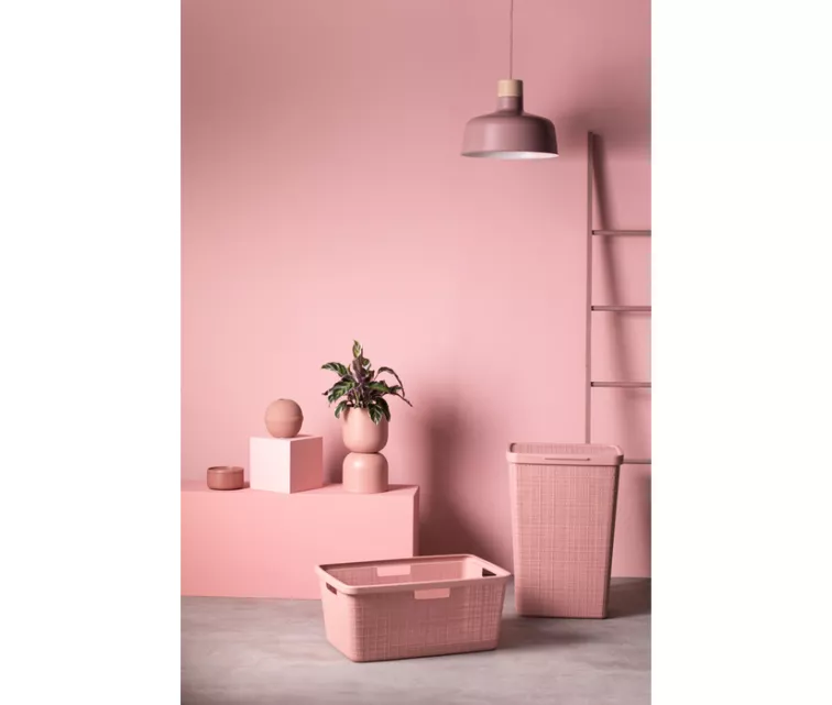 Skalbinių krepšys iš džiuto 46L 59x39x26cm rožinis