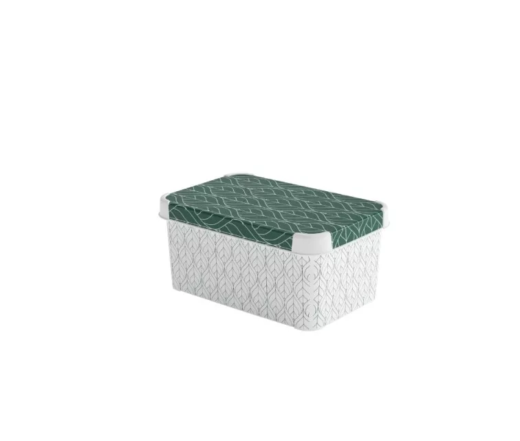 Kaste ar vāku Deco Stockholm S 29,5x19,5x13,5cm Green Leaves