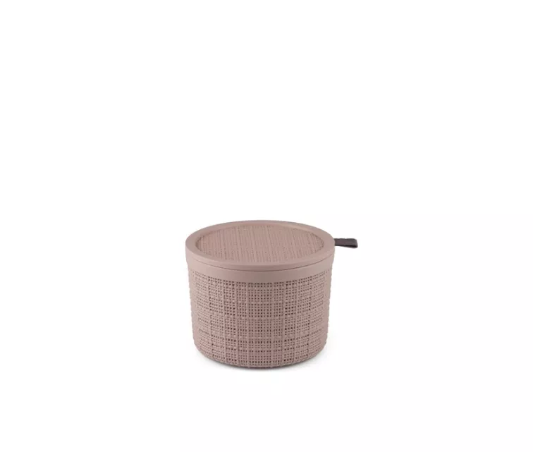 Krepšelis su dangčiu Džiutas apvalus 2L Ø17x13cm rožinis