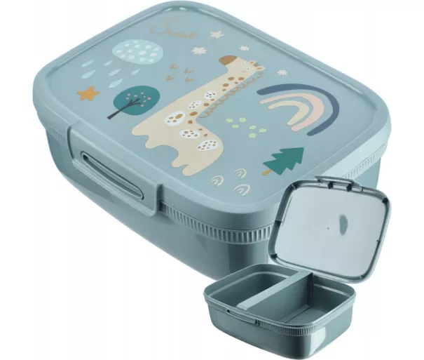 "Snap Box" stačiakampė maisto laikymo talpykla su pertvara 1,8 l, mėlynai pilka
