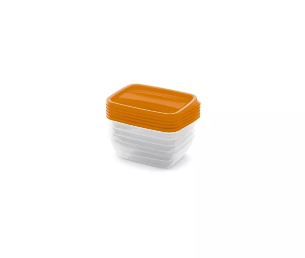 Food container set rectangular 5x0.5L Vedo transparent orange