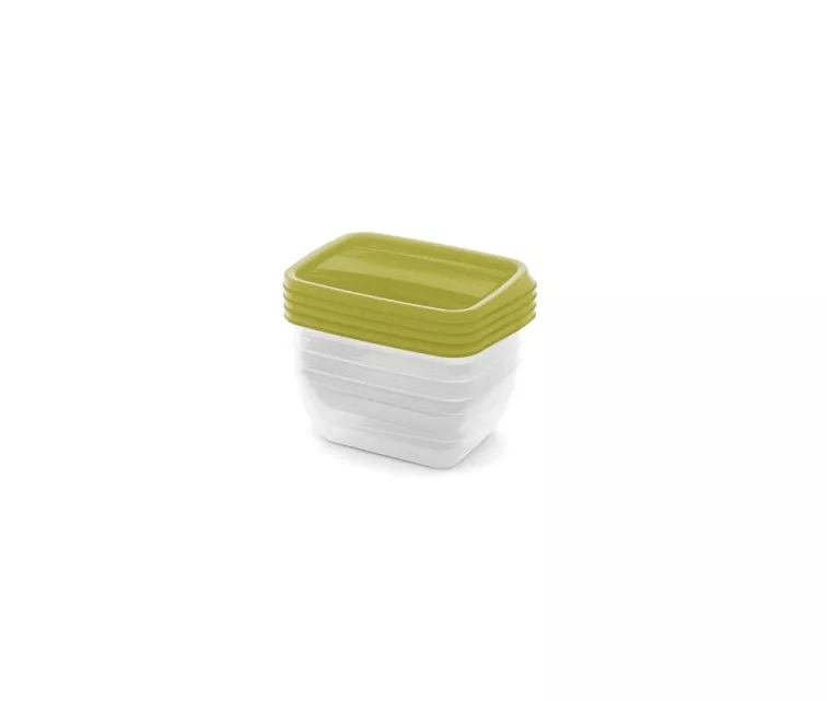 Rectangular food container set 4x0.75L Vedo transparent green