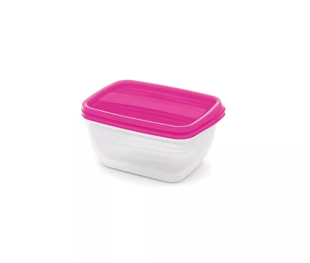 Rectangular food container set 2x1.3L Vedo transparent pink