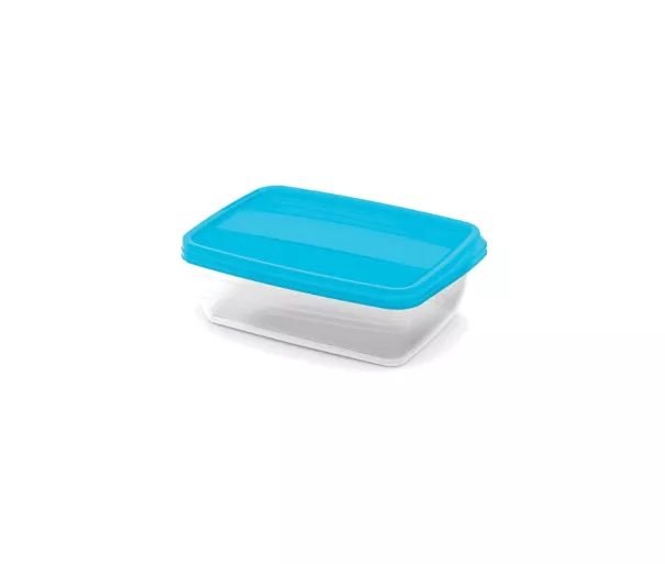 Rectangular food container set 2x1.75L Vedo transparent turquoise