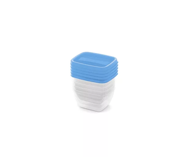 Rectangular food container set 5x0.25L Vedo transparent blue
