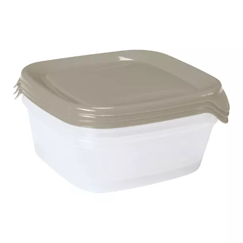 Toidunõude komplekt 3 tk, ruudukujuline, 3 x 0,8 l, Fresh&Go, beež