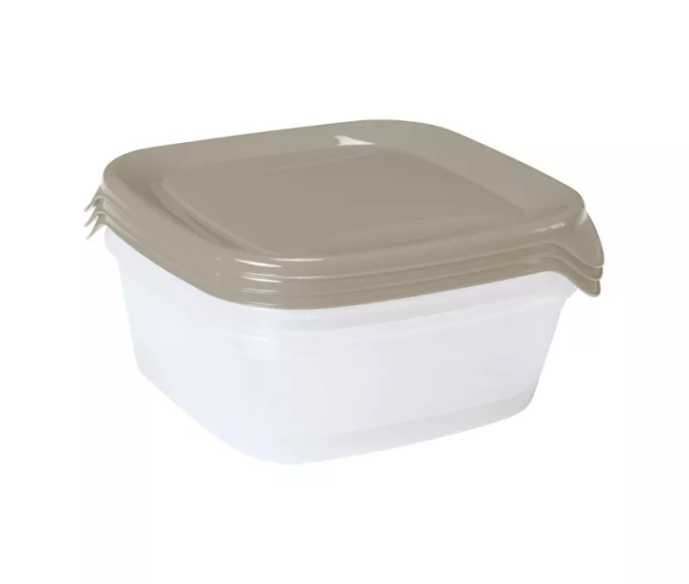 Toidunõude komplekt 3 tk, ruudukujuline, 3 x 0,8 l, Fresh&Go, beež